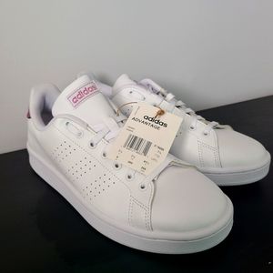 ADIDAS Womans Advantage Tennis Shoe in White/Purple NWT